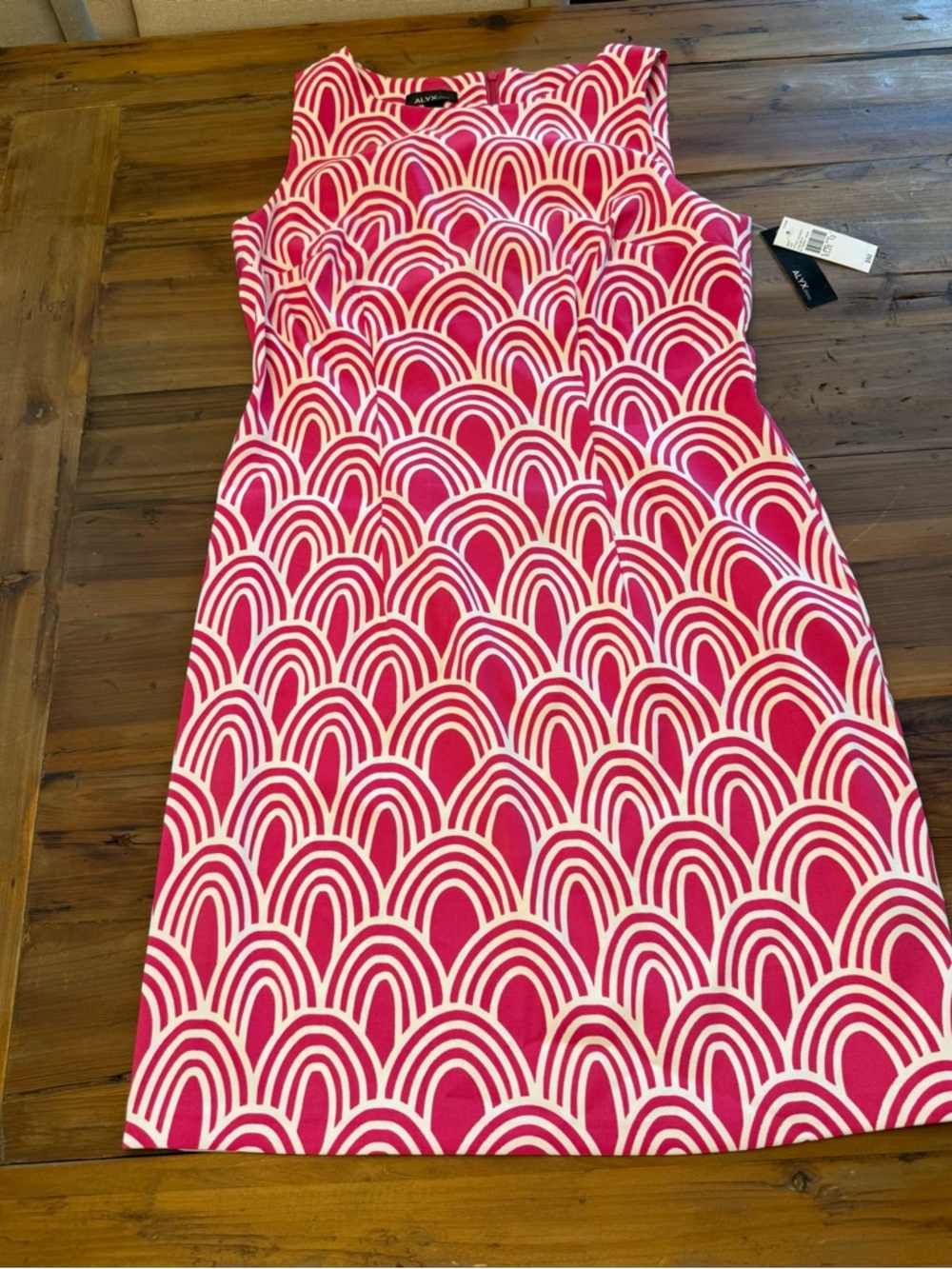 Pink Patterned Sleeveless Sheath Dress Size 12 NWT